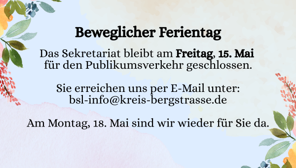 Beweglicher Ferientag - Öffnungszeiten des Sekretariats
